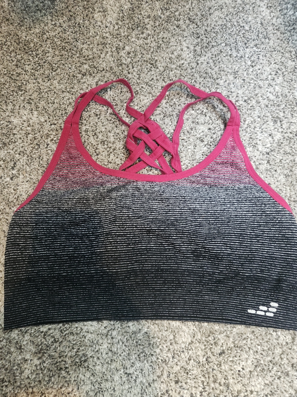 bcg Pink to Black Ombre Strappy Sports Bra